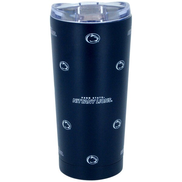 navy tumbler with repeating Penn State Nittany Lions and Athletic Logos